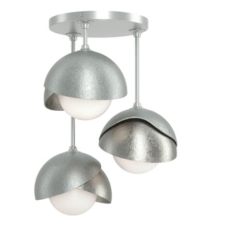 Hubbardton Forge - 121374-SKT-82-85-GG0711 - Brooklyn 3-Light Double Shade Semi-Flush - Brooklyn - Vintage Platinum