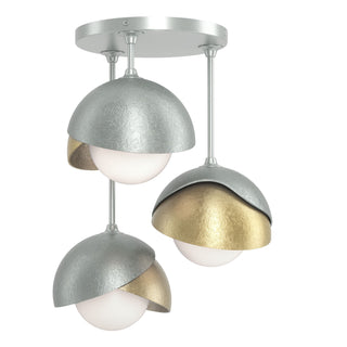 Hubbardton Forge - 121374-SKT-82-86-GG0711 - Brooklyn 3-Light Double Shade Semi-Flush - Brooklyn - Vintage Platinum