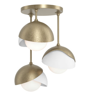 Hubbardton Forge - 121374-SKT-84-02-GG0711 - Brooklyn 3-Light Double Shade Semi-Flush - Brooklyn - Soft Gold