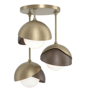 Hubbardton Forge - 121374-SKT-84-05-GG0711 - Brooklyn 3-Light Double Shade Semi-Flush - Brooklyn - Soft Gold