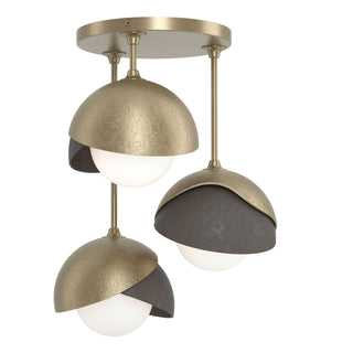 Hubbardton Forge - 121374-SKT-84-07-GG0711 - Brooklyn 3-Light Double Shade Semi-Flush - Brooklyn - Soft Gold