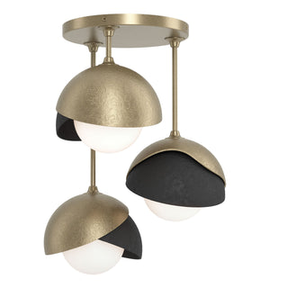 Hubbardton Forge - 121374-SKT-84-10-GG0711 - Brooklyn 3-Light Double Shade Semi-Flush - Brooklyn - Soft Gold