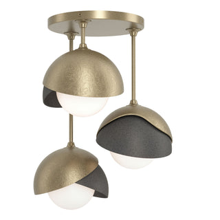 Hubbardton Forge - 121374-SKT-84-20-GG0711 - Brooklyn 3-Light Double Shade Semi-Flush - Brooklyn - Soft Gold