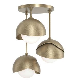 Hubbardton Forge - 121374-SKT-84-84-GG0711 - Brooklyn 3-Light Double Shade Semi-Flush - Brooklyn - Soft Gold