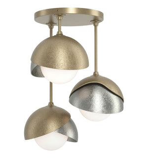 Hubbardton Forge - 121374-SKT-84-85-GG0711 - Brooklyn 3-Light Double Shade Semi-Flush - Brooklyn - Soft Gold