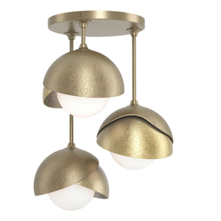 Hubbardton Forge - 121374-SKT-84-86-GG0711 - Brooklyn 3-Light Double Shade Semi-Flush - Brooklyn - Soft Gold