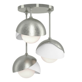 Hubbardton Forge - 121374-SKT-85-02-GG0711 - Brooklyn 3-Light Double Shade Semi-Flush - Brooklyn - Sterling