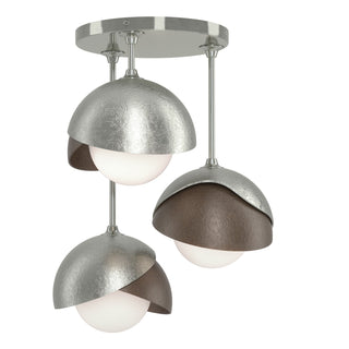 Hubbardton Forge - 121374-SKT-85-05-GG0711 - Brooklyn 3-Light Double Shade Semi-Flush - Brooklyn - Sterling