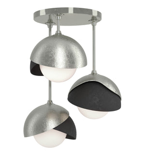 Hubbardton Forge - 121374-SKT-85-10-GG0711 - Brooklyn 3-Light Double Shade Semi-Flush - Brooklyn - Sterling