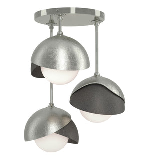 Hubbardton Forge - 121374-SKT-85-20-GG0711 - Brooklyn 3-Light Double Shade Semi-Flush - Brooklyn - Sterling