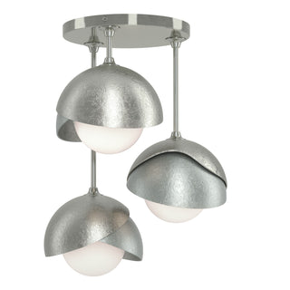 Hubbardton Forge - 121374-SKT-85-82-GG0711 - Brooklyn 3-Light Double Shade Semi-Flush - Brooklyn - Sterling