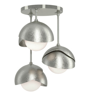 Hubbardton Forge - 121374-SKT-85-85-GG0711 - Brooklyn 3-Light Double Shade Semi-Flush - Brooklyn - Sterling