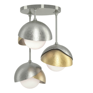 Hubbardton Forge - 121374-SKT-85-86-GG0711 - Brooklyn 3-Light Double Shade Semi-Flush - Brooklyn - Sterling