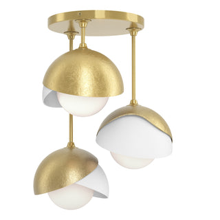 Hubbardton Forge - 121374-SKT-86-02-GG0711 - Brooklyn 3-Light Double Shade Semi-Flush - Brooklyn - Modern Brass