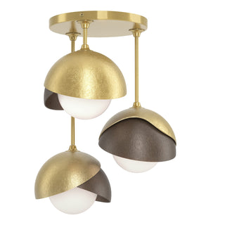 Hubbardton Forge - 121374-SKT-86-05-GG0711 - Brooklyn 3-Light Double Shade Semi-Flush - Brooklyn - Modern Brass