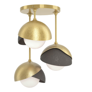 Hubbardton Forge - 121374-SKT-86-07-GG0711 - Brooklyn 3-Light Double Shade Semi-Flush - Brooklyn - Modern Brass