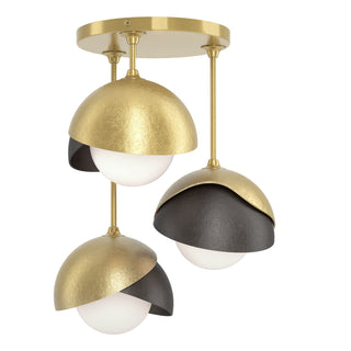 Hubbardton Forge - 121374-SKT-86-14-GG0711 - Brooklyn 3-Light Double Shade Semi-Flush - Brooklyn - Modern Brass