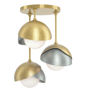 Hubbardton Forge - 121374-SKT-86-82-GG0711 - Brooklyn 3-Light Double Shade Semi-Flush - Brooklyn - Modern Brass