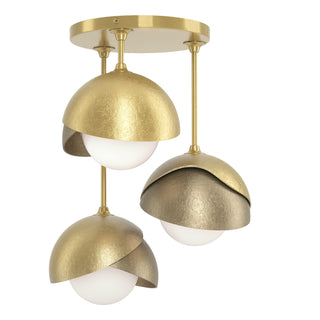 Hubbardton Forge - 121374-SKT-86-84-GG0711 - Brooklyn 3-Light Double Shade Semi-Flush - Brooklyn - Modern Brass