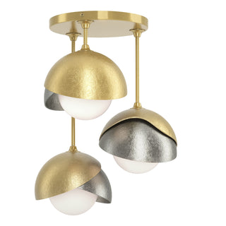 Hubbardton Forge - 121374-SKT-86-85-GG0711 - Brooklyn 3-Light Double Shade Semi-Flush - Brooklyn - Modern Brass