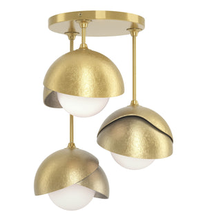 Hubbardton Forge - 121374-SKT-86-86-GG0711 - Brooklyn 3-Light Double Shade Semi-Flush - Brooklyn - Modern Brass