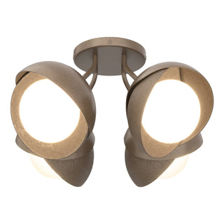 Hubbardton Forge - 121376-SKT-05-05-GG0711 - Brooklyn 4-Light Double Shade Semi-Flush - Brooklyn - Bronze