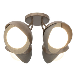 Hubbardton Forge - 121376-SKT-05-07-GG0711 - Brooklyn 4-Light Double Shade Semi-Flush - Brooklyn - Bronze