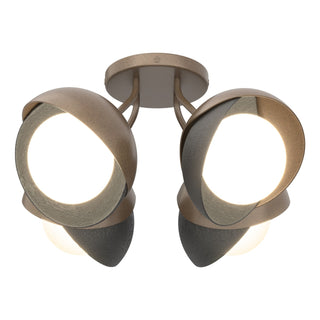 Hubbardton Forge - 121376-SKT-05-10-GG0711 - Brooklyn 4-Light Double Shade Semi-Flush - Brooklyn - Bronze