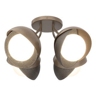 Hubbardton Forge - 121376-SKT-05-14-GG0711 - Brooklyn 4-Light Double Shade Semi-Flush - Brooklyn - Bronze
