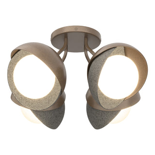 Hubbardton Forge - 121376-SKT-05-20-GG0711 - Brooklyn 4-Light Double Shade Semi-Flush - Brooklyn - Bronze