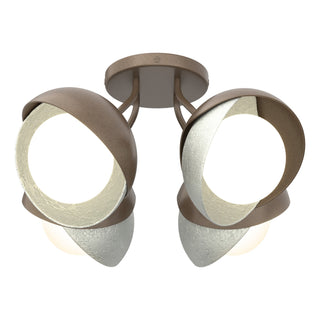 Hubbardton Forge - 121376-SKT-05-82-GG0711 - Brooklyn 4-Light Double Shade Semi-Flush - Brooklyn - Bronze
