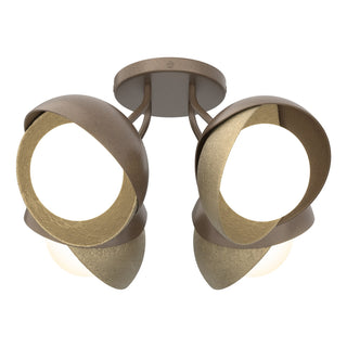Hubbardton Forge - 121376-SKT-05-84-GG0711 - Brooklyn 4-Light Double Shade Semi-Flush - Brooklyn - Bronze