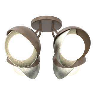Hubbardton Forge - 121376-SKT-05-85-GG0711 - Brooklyn 4-Light Double Shade Semi-Flush - Brooklyn - Bronze