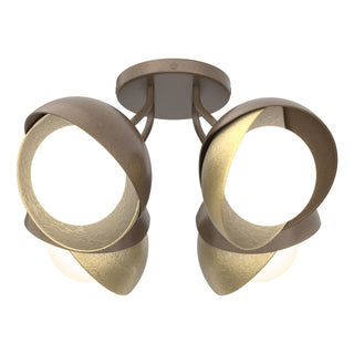 Hubbardton Forge - 121376-SKT-05-86-GG0711 - Brooklyn 4-Light Double Shade Semi-Flush - Brooklyn - Bronze