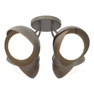 Hubbardton Forge - 121376-SKT-07-05-GG0711 - Brooklyn 4-Light Double Shade Semi-Flush - Brooklyn - Dark Smoke