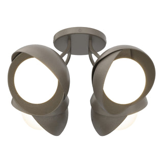 Hubbardton Forge - 121376-SKT-07-07-GG0711 - Brooklyn 4-Light Double Shade Semi-Flush - Brooklyn - Dark Smoke