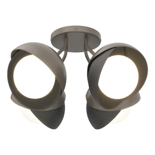 Hubbardton Forge - 121376-SKT-07-10-GG0711 - Brooklyn 4-Light Double Shade Semi-Flush - Brooklyn - Dark Smoke