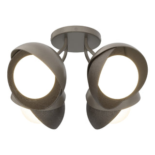Hubbardton Forge - 121376-SKT-07-14-GG0711 - Brooklyn 4-Light Double Shade Semi-Flush - Brooklyn - Dark Smoke