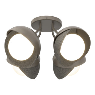 Hubbardton Forge - 121376-SKT-07-20-GG0711 - Brooklyn 4-Light Double Shade Semi-Flush - Brooklyn - Dark Smoke