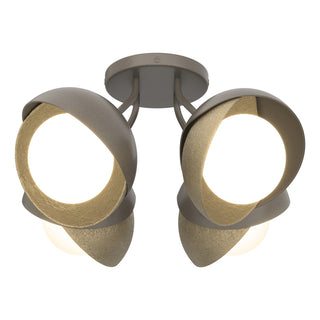 Hubbardton Forge - 121376-SKT-07-84-GG0711 - Brooklyn 4-Light Double Shade Semi-Flush - Brooklyn - Dark Smoke