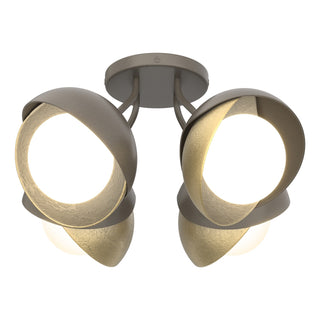 Hubbardton Forge - 121376-SKT-07-86-GG0711 - Brooklyn 4-Light Double Shade Semi-Flush - Brooklyn - Dark Smoke