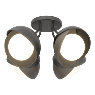 Hubbardton Forge - 121376-SKT-10-07-GG0711 - Brooklyn 4-Light Double Shade Semi-Flush - Brooklyn - Black