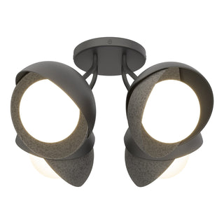Hubbardton Forge - 121376-SKT-10-20-GG0711 - Brooklyn 4-Light Double Shade Semi-Flush - Brooklyn - Black