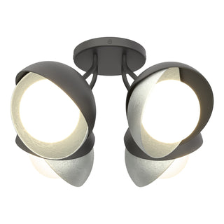 Hubbardton Forge - 121376-SKT-10-82-GG0711 - Brooklyn 4-Light Double Shade Semi-Flush - Brooklyn - Black