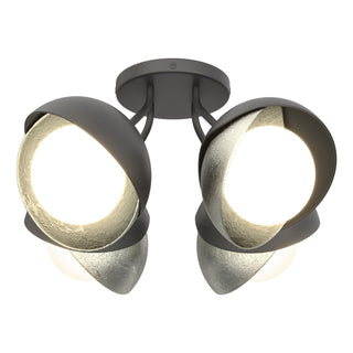 Hubbardton Forge - 121376-SKT-10-85-GG0711 - Brooklyn 4-Light Double Shade Semi-Flush - Brooklyn - Black