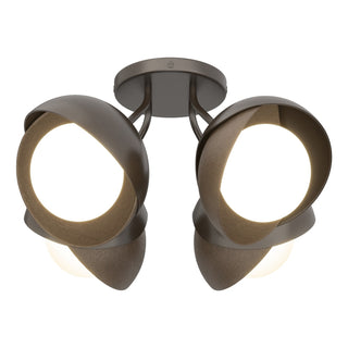 Hubbardton Forge - 121376-SKT-14-05-GG0711 - Brooklyn 4-Light Double Shade Semi-Flush - Brooklyn - Oil Rubbed Bronze