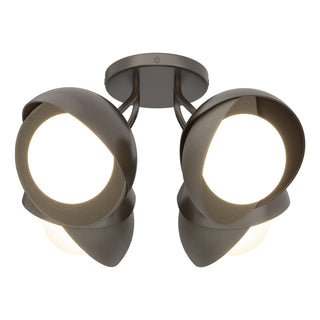 Hubbardton Forge - 121376-SKT-14-07-GG0711 - Brooklyn 4-Light Double Shade Semi-Flush - Brooklyn - Oil Rubbed Bronze