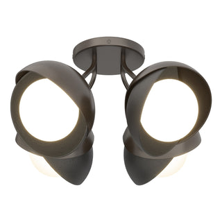 Hubbardton Forge - 121376-SKT-14-10-GG0711 - Brooklyn 4-Light Double Shade Semi-Flush - Brooklyn - Oil Rubbed Bronze