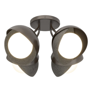 Hubbardton Forge - 121376-SKT-14-20-GG0711 - Brooklyn 4-Light Double Shade Semi-Flush - Brooklyn - Oil Rubbed Bronze