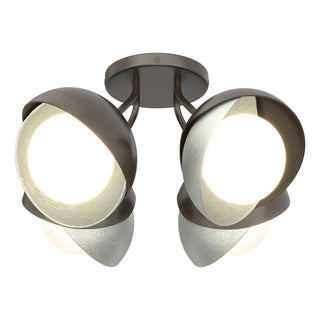 Hubbardton Forge - 121376-SKT-14-82-GG0711 - Brooklyn 4-Light Double Shade Semi-Flush - Brooklyn - Oil Rubbed Bronze